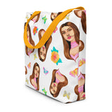 "Flower Power Girl 3" - Large Tote Bag