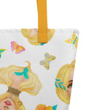 "Flower Power Girl 4" - Large Tote Bag