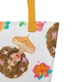 "Flower Power Girl 1" - Large Tote Bag