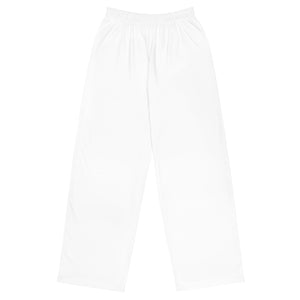 "Say Less" -unisex wide-leg pants (in White)