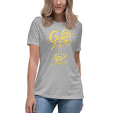 "Abstract Cancer Girl" - Women's Relaxed T-Shirt (in White, Black, Grey, or Heather Grey with Yellow)