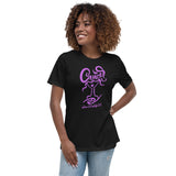 "Abstract Cancer Girl" - Women's Relaxed T-Shirt (in White, Black, or Heather Grey with Purple)