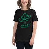 "Abstract Leo Girl" - Women's Relaxed T-Shirt (in White, Black, or Heather Grey with Green)