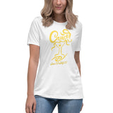 "Abstract Cancer Girl" - Women's Relaxed T-Shirt (in White, Black, Grey, or Heather Grey with Yellow)