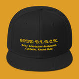 "Code B.L.A.C.K." - Snapback Hat (in Black or White with Gold)