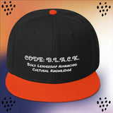 "Code B.L.A.C.K." Snapback Hat (In A Varity Of Colors w/White)