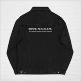 "Code B.L.A.C.K." - Unisex Denim Jacket (in Black or Navy/w/White)