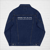 "Code B.L.A.C.K." - Unisex Denim Jacket (in Black or Navy/w/White)