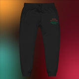 "Code: B.L.A.C.K."  - Heritage Fleece Cotton Unisex fleece sweatpants (in Black, White or Grey Embroidered w/Pan-African Colors)