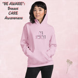 "BE AWARE: Breast CARE Awareness" Gildan Unisex Hoodie (in White, Pink or Grey)/"Caesar Dressing" Style Print)