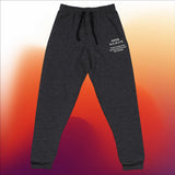 "Code: B.L.A.C.K." - Jerzees Unisex Joggers (in Black, Navy, or Heather Grey/Embroidered w/White