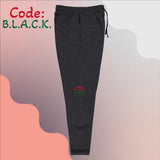 "Code" B.L.A..C.K." - Jerzees Unisex fleece sweatpants (in Black, Black Heather, or Athletic Heather Grey w/Pan-African Colors- Right Leg Print)