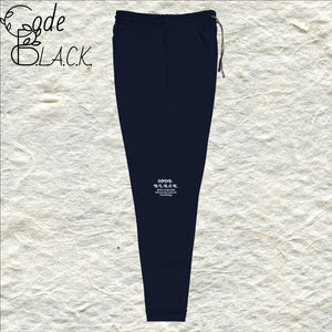 "Code" B.L.A..C.K." - Jerzees Unisex fleece sweatpants (in Black, Navy, or Heather Grey, w/White- Right Leg Print)