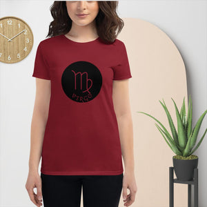 "Virgo Symbol" Women's Fashion Fit short sleeve t-shirt (in Burgundy)